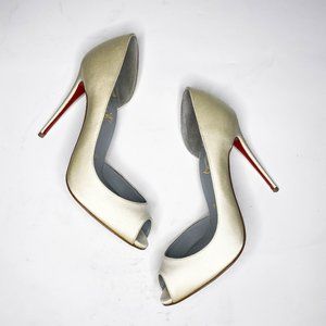 Louboutin Demi You Ivory Satin Pumps